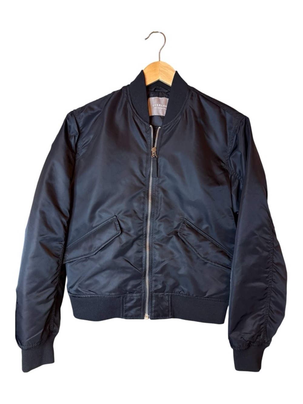 Everlane Black Bomber Jacket Women’s S Sleek Streetwear Lightweight Layer Baddie